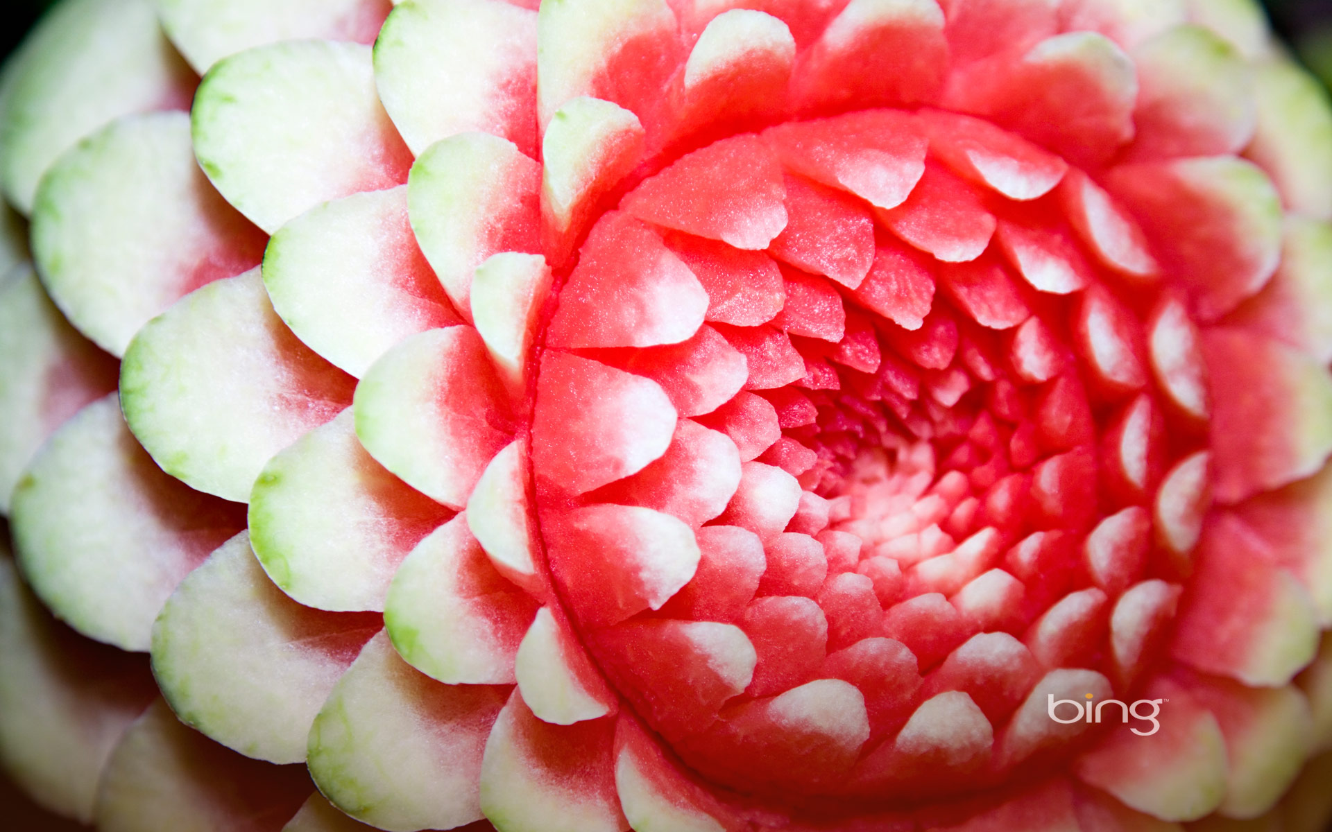 carved flower in a watermelon