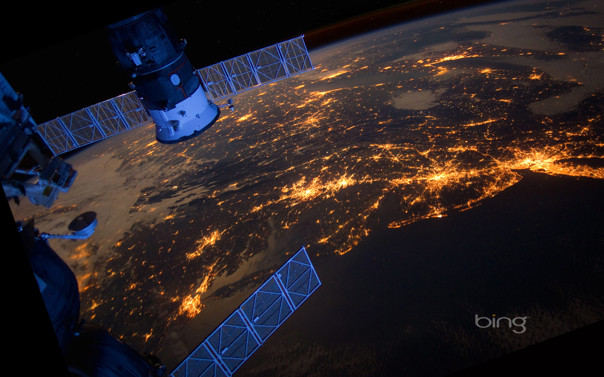 view over US east cost from ISS