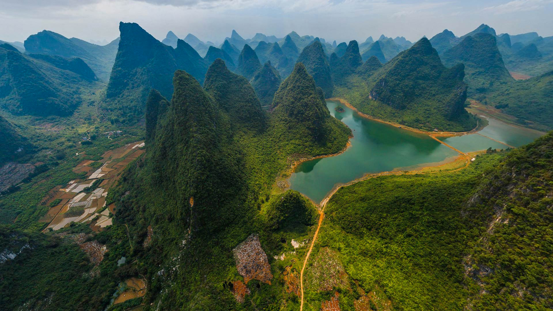 The green hills around Li River, China